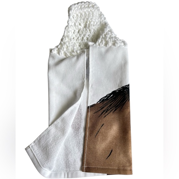 HAND CRAFTED Colorful Horse Crochet Top Hanging Kitchen or Bathroom Hand Towel - Picture 4 of 7